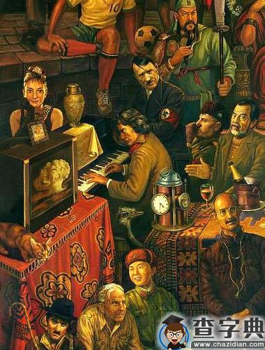 一幅画了103位世界名人的油画----《与但丁讨论神曲》4