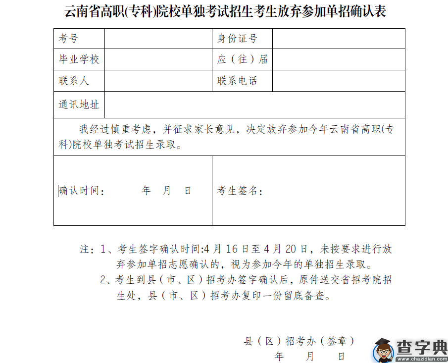 云南机电职业技术学院2016年单独考试招生章程3